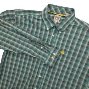 Cinch Shirt Mens Medium Green Plaid Button Down Long Sleeve Cotton Western